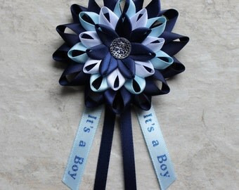 Baby Boy Shower, Boy Baby Shower Decorations, New Mom Gift, Baby Shower Corsage, It's a Boy Ribbon, Mommy to Be Flower, Blue