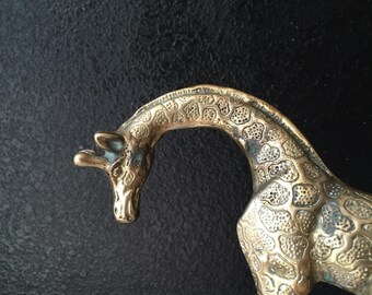 vintage large heavy solid brass giraffe figurine / nursery decor