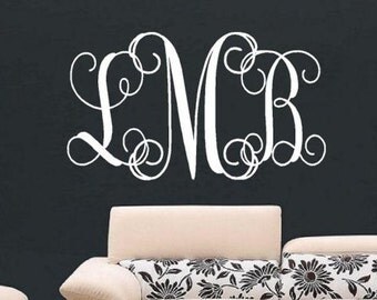 Personalized Monogram Wall Decal - Children Wall Decal - Vinyl Lettering- Nursery Wall Decal - Wedding Monogram Decal - Vinyl Lettering