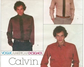 Vogue American Designer 2258 Calvin Klein Men's Shirt Sewing Pattern Chest 38 Neck 15
