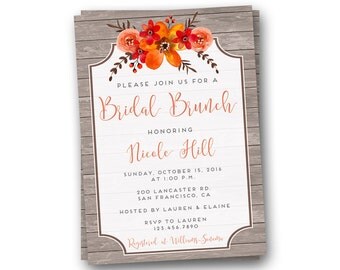 Fall Bridal Shower Invitation, Bridal Brunch Invitation, Bridal Shower Invite, Wedding Shower Invitation, Autumn Invitation, Fall Invite