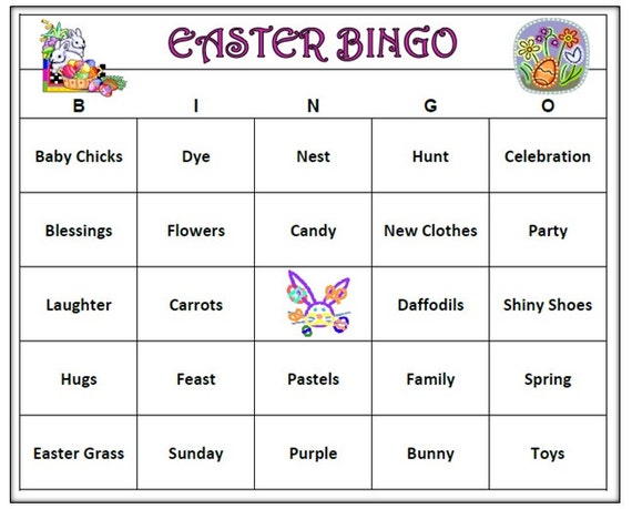 Easter Party Bingo Game 30 Cards Easter Theme Bingo Words