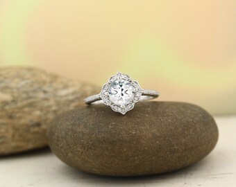 natural aaa white topaz diamond engagement ring set diamond wedding set vintage floral ring set in - Topaz Wedding Ring natural aaa white topaz diamond engagement ring set diamond wedding set vintage floral ring set in - Topaz Wedding Ring