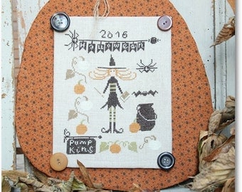 Pumpkins for Halloween : Madame Chantilly counted cross stitch patterns Halloween witch embroidery The Cottage Needle