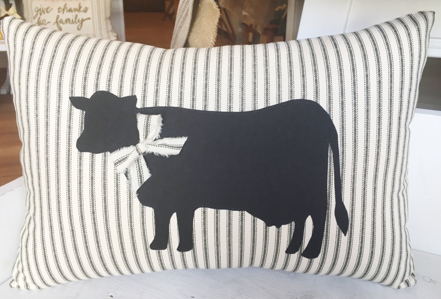 black cow hide pillow