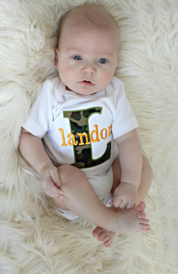 Monogrammed Baby Boy Clothes Camo Baby Boy personalized Baby
