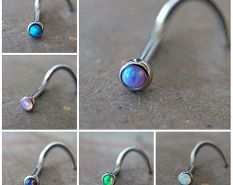 Two 18g Opal Nose Stud Fire Opal Nose Ring Screw