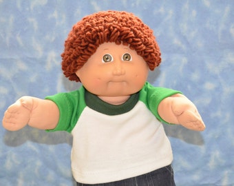 Cabbage Patch Clothes - T-Shirt for 16" to 18" Boy Dolls - Kelley Green and White - Handmade