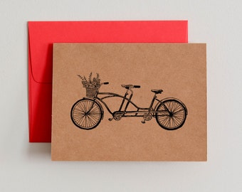 DIY Printable Kraft Paper Notecards / Bicycle Built for Two / Blank Inside