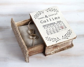 Wedding Ring Box Save the Date Ring Bearer Box Calendar Wedding Ring Box Personalized Wedding Box Pillow Keepsake Box Custom Wedding Holder