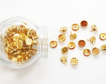 Gold Button Thumb Tacks Metallic Push Pins Thumbtacks Bulletin Board Gold Office Supplies Girls School Supplies Chrome Tacks Dorm Room Decor