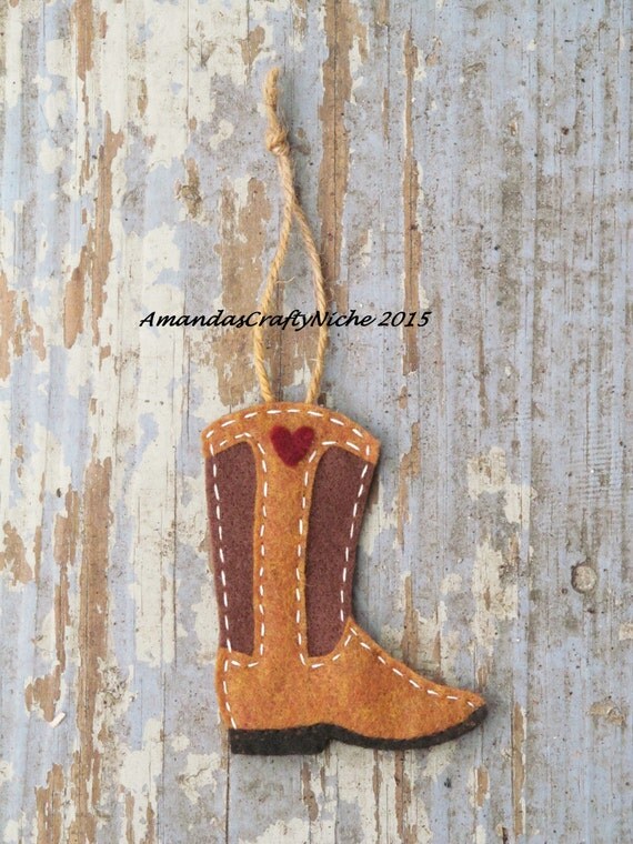 felt cowboy boot ornament felt cowboy boot ornament