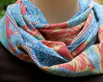 Silk Infinity Scarf, Summer Scarf, Neck scarf