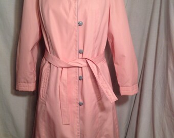 Vintage 80s Pink Belted Trench Coat by Changing Scene c9