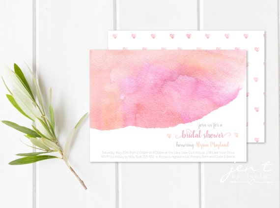 Watercolor Shower Invites - Pink