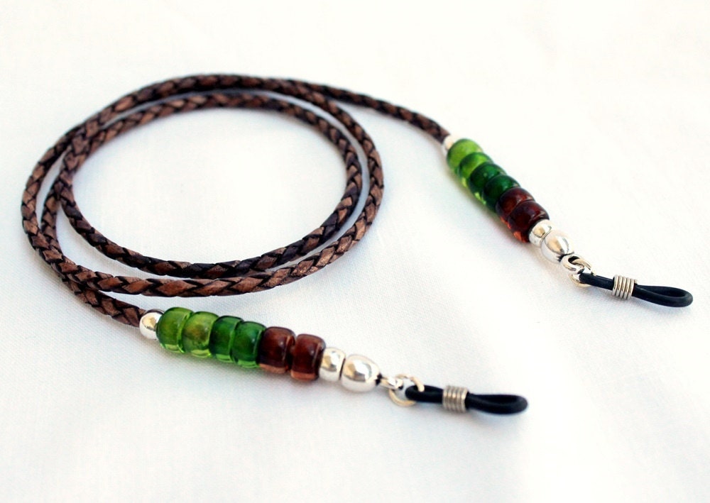 Leather Eyeglass Cord For Women for men Earth tones Eye by Caotik