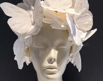 Diner en Blanc- Butterfly Headband- Flower Fascinator- White Butterfly Headdress- Derby- All White Party- Diner en Blanc 2017- Burning Man