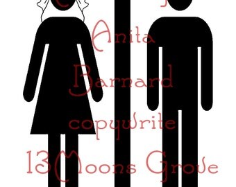 Halloween Restroom Printable Witch and Skeleton by 13MoonsDesigns