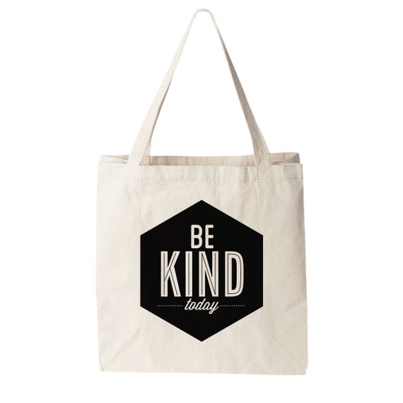 Canvas Tote Bag Be Kind White Tote Bag Market Tote by NeueGraphic