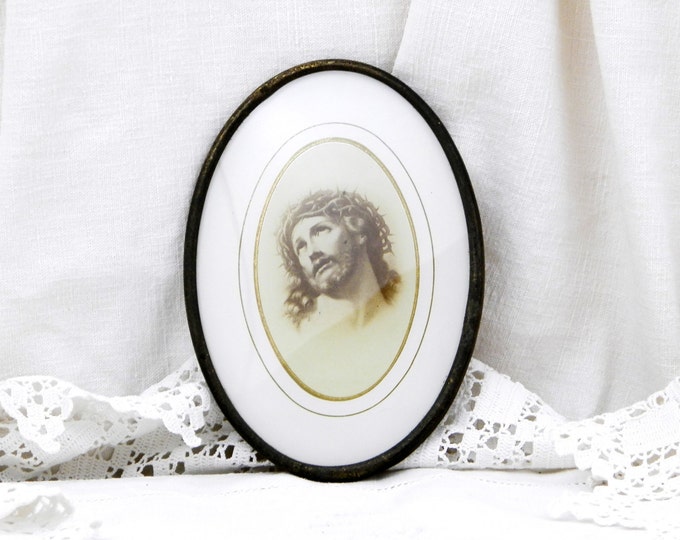 Antique French Oval Framed Picture of Jesus Christ, Christian Religion, Catholic Image, Crucifixion, Crucifix, Religious, Church, Our Lord