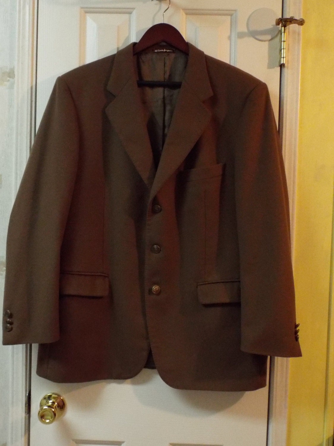 Mens Preppy Brown Vintage Sport Coat Blazer Jacket Winter