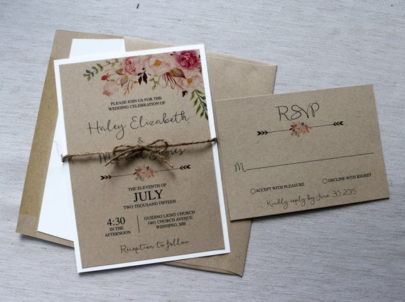 Bohemian Wedding Invitations Etsy 10