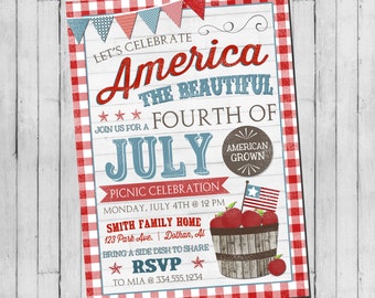 Fourth of July Invitation | 4th of July Invitation | 4th of July Picnic | July Celebation | Digital Invitation