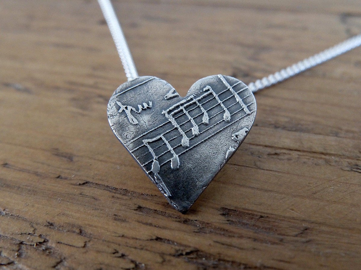 Music Note Heart Necklace. Music Pendant Music Jewellery