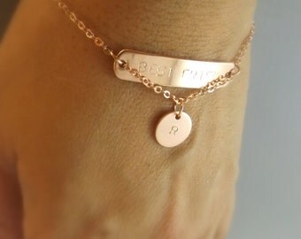 Rose gold best friend bracelet-best friend gift idea,best friend jewelry,best friend birthday gift,bff bracelet,friendship bracelet
