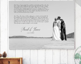 Canvas Wedding Vows Art - Photo Vow Canvas - First Anniversary Gift - Wedding Vows Print - Wedding Vows Keepsake - Wedding Vows CANVAS
