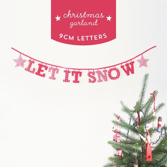 Handmade 'LET IT SNOW' Fabric Garland - Made to Order Il_570xn