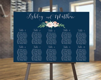 Wedding seating chart printable, Navy guests list printable, Blush seating chart Tableau de mariage Wedding seating plan Wedding guest list