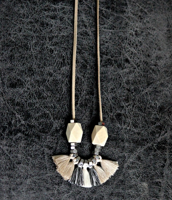 Items Similar To Long Tassel Necklace Beige Tassel Necklace Tassel Statement Necklace Fringe 8616