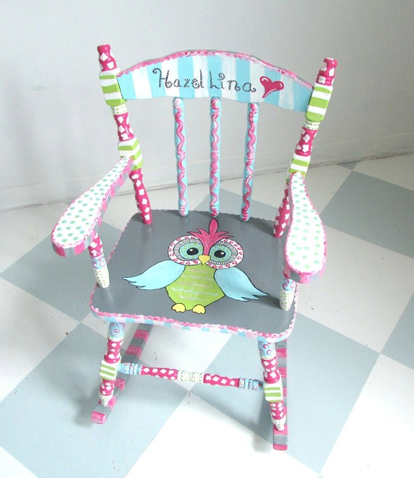 Personalized Child Rocking Chair Kid Rocker Owl Child