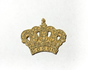 Mini Rockabilly Crown / Iron-on Patches / GOLD Rockabilly Crown / Embroidery / Appliqué