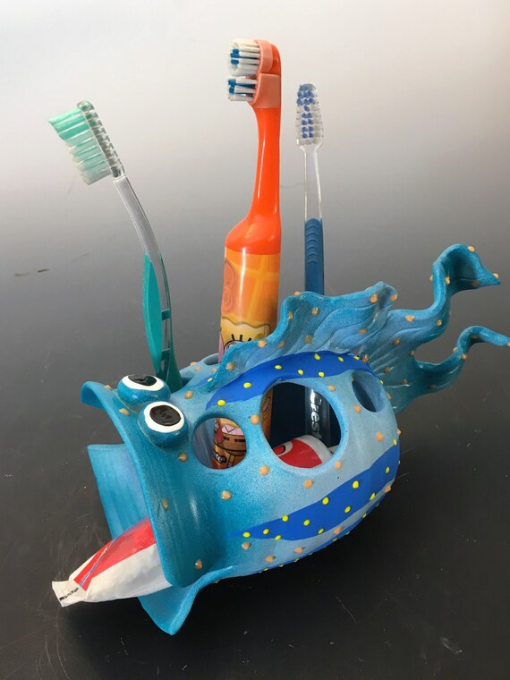 Toothbrush Holder Fish Toothbrush Holder by PondScumCeramics