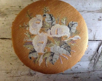victorian footstool / antique footstool / embroidered footstool / vintage footstool
