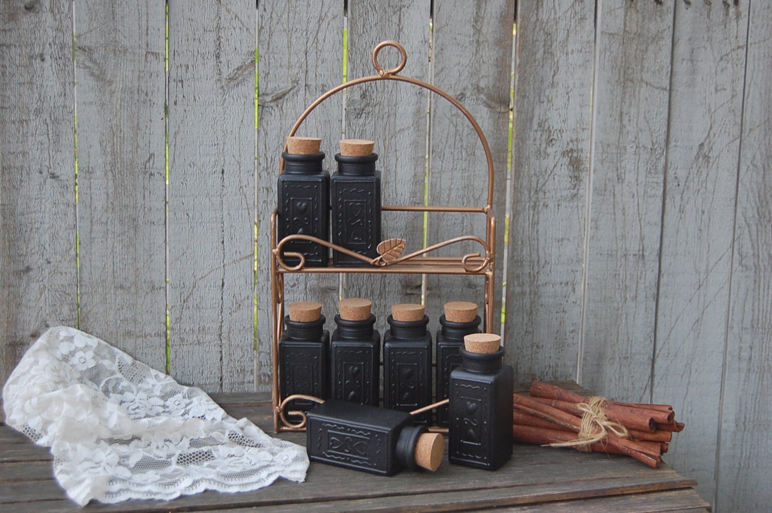 Spice Rack Spice Spice Jars Black Bronze Metal