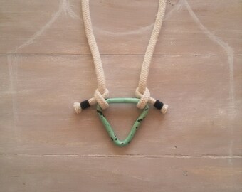 TAURUS. Rope necklace / polymer clay necklace / geometric necklace / triangle necklace / turquoise necklace / cotton rope necklace / tassels