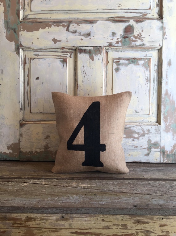 Burlap Pillow Number Pillow Personalized pillow House
