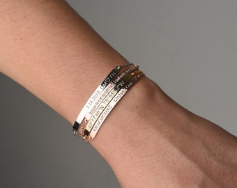 Inspirational bracelet,mothers day gift,Bridesmaid Gifts, Personalized Bar Bracelet, Custom Bar Bracelet, Roman numerals,Friendship bracelet