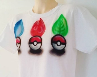Pokemon Starters Airbrushed Shirt - Pokemon Inspired, Nintendo, Game Freak