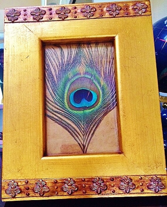 Peacock Feather Framed Feather Framed Peacock by LovedaStuff