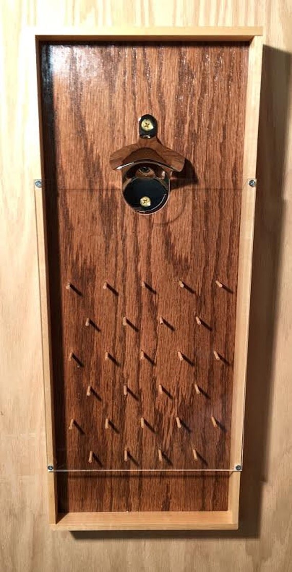 Plinko Style Beer Bottle Opener in Mahogany Finish