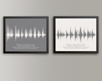 1 Year Anniversary Gift for Him, for Her, for Husband, Wedding Vow Art, Wedding Vows Art, Paper Anniversary, Voice Art - 2 Paper Prints