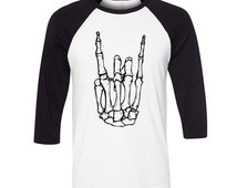 skeleton rock hand shirt