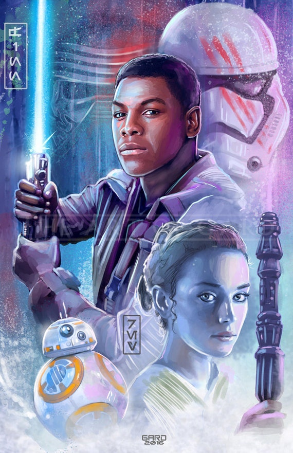 Finn Rey and BB8 collage 11X17 Artist's Print