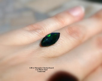 Black Opal 1.80ct ~ Marquise Rose Cut Black Ethiopian Opal, Video