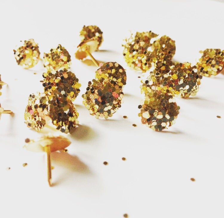 Gold glitter push pins cubicle decor pin thumbtacks by REJUNK