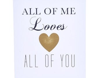 All of Me Loves All of You Card - I Love You Card - Anniversary Card - Greeting Card - Wedding Card